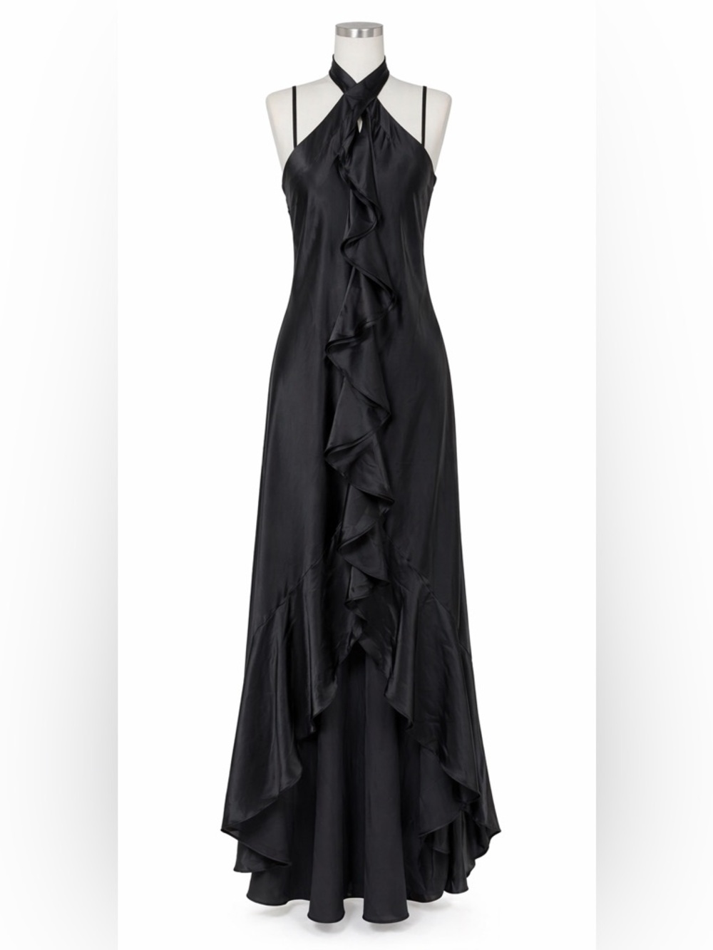 Premier Black High-Low Ruffle Evening Dress